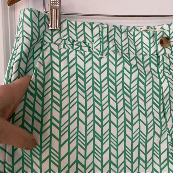 Khakis by Gap The Boyfriend Short Green & White Chevron Print Size 10 - Picture 4 of 8